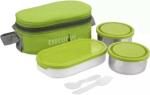 Zms Marketing Thermoware Double Plus Ss Lunch Box With Fork And Spoon 3 Containers Lunch Box, 600 Ml (Set Of 1)