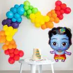 SPECIALYOU.IN Krishan decoration item set for janmasthmi with krishna foil balloon and other multicolour helium balloons, red,yellow, orange, purple, blue, green, room decoration kit- Set of 63pcs