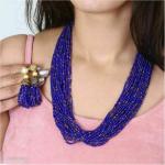 Ashish Export - Handcrafted Contemporary Beeded Jwellery 24 Line Necklace Earring Set for Women & Girls_Blue
