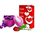 Midiron Romantic Gift Combo|Valentine's Gift For Wife/Girlfriend/Boyfriend/Husband|Rose Day, Chocolate Day, Purpose Day Love Gift- Handmade Chocolates, Artificial Red Rose & Love Greeting Card
