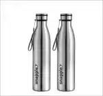 Snapple Tag 1000 ml Stainless Steel Water Bottle | Single Wall, Non-Insulated | Pack of 2, Silver, Steel ISI