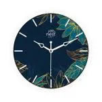nest ART Natural Flowers Art 8 Inches Plastic Wall Cum Table Clock for Home / Office, (White Frame)