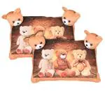 Kuber Industries Teddy Bear Design Baby Pillow|Velvet Super soft Kids Pillow For Sleeping & Travel,12 x 18 Inch,Pack of 2 (Brown)