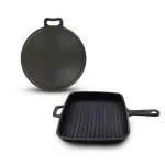 The Indus Valley Non-Stick Black Cast Iron Tawa and Grill Pan 30 cm