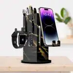 Sole Module 5 in 1 Multipurpose Rotating Pen Stand, Mobile Stand, Wallet Holder, Keys Holder, Stationery Stand, Desk Organizer, Black