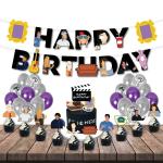 Festiko 37 Pcs Themed Combo Friends Birthday Party Decorations Friends Party Decorations, Birthday Party Supplies Black (Banner, Cake Topper, Cupcake Topper, Multicolor, Confetti Balloons)