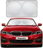 SIMXEN Windshield Sunshade for Full Size Cars, SUVs and Trucks Ultra Reflective Fabric for Maximum UV and Sun Protection - Windshield Sun Visor - Sun Protection for Car.