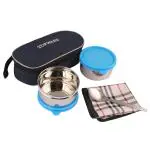 Topware 2 Stainless Steel Container Lunch Box With Spoon For Office, School, Picnin - Compact, Durable and Safe (800ml) Blue