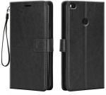 COVERBLACK Artificial Leather::Silicon Flip Cover Compatible model for Mi Max 2 - Black