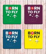 Whats Your Kick Born To Fly Quotes With Different Color Printed Set of 4 Coaster With Metal Stand