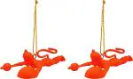 VOILA Present Orange Flying Lord Hanuman Idol Car Hanging Ornament, Pack of Two