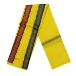 Lafabriqueind pure cotton soft gamcha, YELLOW color towel, big border, 2 mtr size, Pack of 1