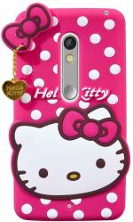 Aviaaz Moto G3 Soft Rubberized TPU Girls Kitty Pink Silicon, Rubber Back Cover