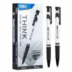 Deli THINK Black Ball Point Pen Set for Students, Office,12pcs, Tip: 0.7mm,(EQ25-BK)