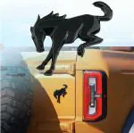 CARIZO Premium Zinc Alloy Badge, 3D Premium Car Side Fender Rear Trunk (Design: Mustang Horse, Black) Emblem Logo Badge Decals