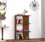 Jerry Engineered Wood 5-Tier Floor Standing Bookcase / Bookshelf / Bookcase with 4 Shelves in Living Room, Office (Walnut, D.I.Y)