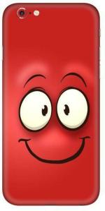 aadia Apple iPhone 6 Plus Red Matte Vinyl Smiley Printed Mobile Skin Sticker with Scratch Resistant Lamination