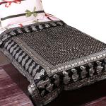 Tamirha Smoky Black Gold Floral Print Single Bed Silk Quilt ( 210 x 140 )