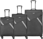 SKYBAGS Soft Body Set of 3 Luggage - TRICK 4W STR 58+ EXP 69+ EXP 80 (E) BLK - Black