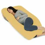 Moms Moon Beige, Green Microfiber Pregnancy Pillow with Cover