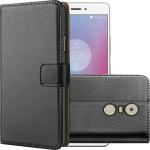 Juberous Leather Magnetic Vintage Flip Wallet Case Cover for Lenovo K6 Note (Black)
