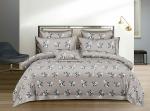CHHILAKIYA Cotton Feel Glace Cotton Printed King Size Double Bed Bedsheet with 2 Pillow Cover Jumbo 90x100 Inches (Gray)