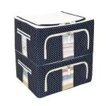 StarCart Storage Box , Premium All Blue Polka wardrobe organizer storage box (Pack Of 2)