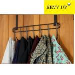 REVV UP Alloy Steel Functional Steel Over The Door Hook Hanger Organizer/Wall Hook Rack - Black (7 Hook)