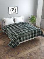 MORADO Double Bed Warm Woolen Fabric Checkered Quilt Cover/Duvet Cover/Rajai Cover/Blanket Cover for Winters (90x100 Inches, White Raymd Olive)