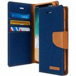 ClickCase Canvas Series Faux Leather Magnetic Card Holder Wallet Kickstand Case Flip Cover For Coolpad Cool 1 (Blue)
