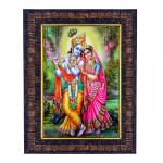 Hawai Radha Krishna Designer Wall Hanging Engineered Wood Photo Frame for Worship Use 8.5x7inch SFDI00426BLKFRM