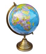 Whats Your Kick Premium Political World Rotating Globe With Brass Arc and Neck Finish 8 inch ball Educational and Decorative Globe for Students Home Décor and Office