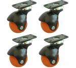 Ackwheel Brown, Orange Plastic, Iron Ball Wheel Caster, 2 Inch, Wheel Size- 52 Mm, Overall Height- 75 Mm (Pack Of 4)