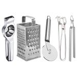 DreamBasket Lemon Squeezer & Grater & Pizza Cutter & Pakkad & Roti Chimta for Kitchen