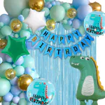 HOUSE OF BANTER Green Dinosaur Theme Birthday Decoration Pack For Kids Party-68Pc-1st Birthday ( Jungle Birthday Theme Decoration Set Of Dinosaur)