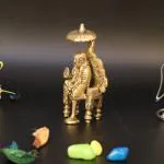 ARTVARKO Decorative Brass Blessing Shirdi Sai Baba Sitting on Chatra Singhasan Statue - 4.25 inch