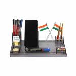 DESKDOCK Acrylic Mobile Design Flag Pen Stand Pencil (2 pen free) Holders, for Office Table/Study Desk/Office Stationery/Study Material with Mobile Stand,2 Flag Smoke Black Color
