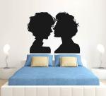 Lanstick Vinyl Black Cute Couple Romantic Wall Sticker Self Adhesive Wall Sticker28 inch