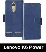 Sbms Lenovo K6 Power Blue Artificial Leather Shock Proof Flip Cover