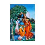 SHASWAT ART radhe Krishna The Divine Couple Embossed Painting Sparkle Coated Self Adhesive Wallpaper Without Frame Digital Reprint 24 inch x 36 inch Painting