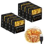 LTETTES Warm White 5 V USB Powered LED Copper Wire String Fairy Lights 10 m and 100 Lights (Pack of 8)