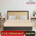 Mattress Protector Beige Bed Protector for Single Bed 75 x 36 inch