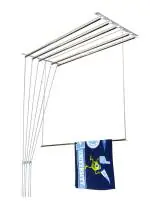 Homwell Heavy Duty Stainless Steel 6 Pipe X 7 Feet UV Protected Nylon Ropes Individual Dropdown Ceiling Mounted Cloth Drying Stand Cloth Dryer Hanger