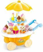QUALITIO 39 Piece Pretend Play Food - Ice-Cream Trolley Truck Ages 3 - 12 Years Old (Yellow).
