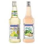 Manama Original Mojito Syrup and Ginger & Lime Syrup | 750ML Each | Mixer for Mocktails, Cocktails, Drinks, Juices, Beverages | Pack of 2