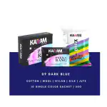 Kadam Fabric Dye Colour, Shade No 09 Dark Blue 50g Pack of 10 Single Color Pouches ,Includes Color Fixer ,Kadam Pakka Rang