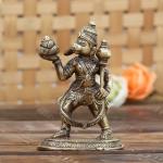 Webelkart Premium Brass Lord Hanuman (Bajrang Bali) Idol as Gifts (Gold, 5 Inch)