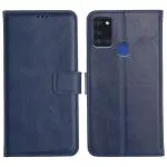 Genron Samsung A21s Flip Cover Case | 360 Protection | Inbuilt Stand & Pockets | Wallet Style Leather Flip Back Cover Case for Samsung Galaxy A21s (Blue)