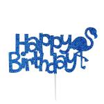 Festiko Glitter Dark Blue Happy Birthday Flamingo Cake Topper For Birthday, Anniversary