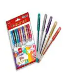 Cello Geltech Fun Glitter Gel Pen|Pack Of 10|Glitter Gel Pens For Art Lovers And Kids|Glitter Pen Set|Drawing Pen Set|Ideal For Art And Craft Purposes|Gel Pen|Colouring Set|Multicolor